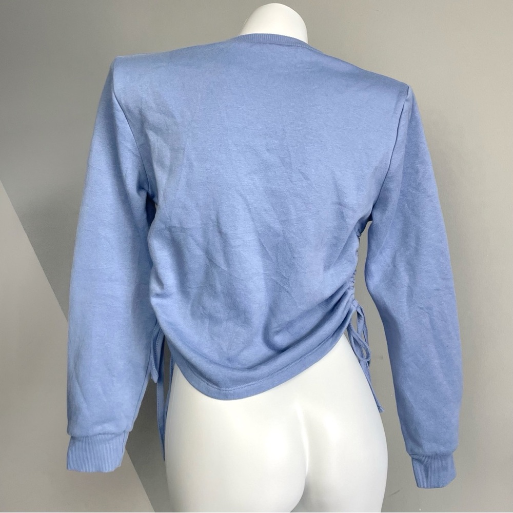 Y2K Blue Drawstring Ruched Sweatshirt - Picture 3 of 4